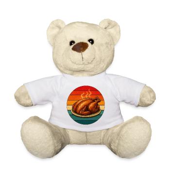 Motif barbecue rétro BBQ vintage - Nounours - blanc - Devant