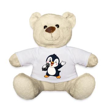 Süßer Pinguin Sänger Karaoke Musiker Lustiger - Teddy - Weiß - Vorne