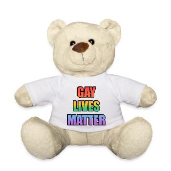 Gay Lives Matter Regenbogen-Tee - Teddy - Weiß - Vorne