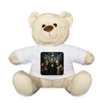 Bigfoot Lincoln Alien Selfie - Retro UFO - Teddy Bear - white - Front