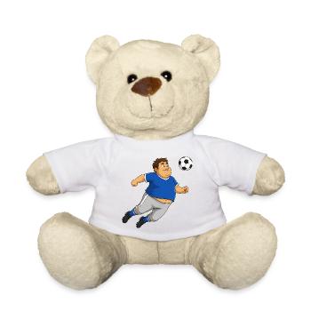 Fußballer  mit Ball - Teddy - Weiß - Vorne
