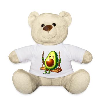 Cute avocado on swing cartoon playground - Teddy Bear - white - Front