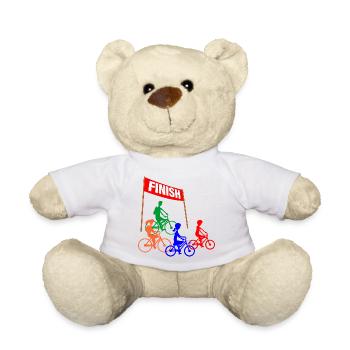 Family Cycling Finish - Teddy Bear - white - Front
