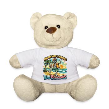 Squelette Vacances Humour Drôle Humour Plage - Nounours - blanc - Devant