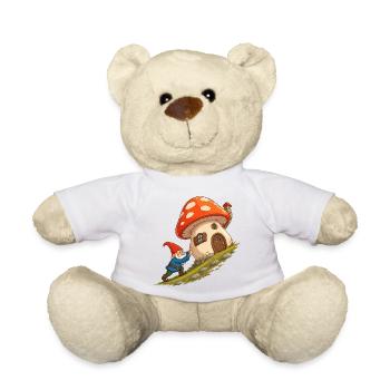 Pilzhäuschen-Gnom zieht Haus - Teddy - Weiß - Vorne