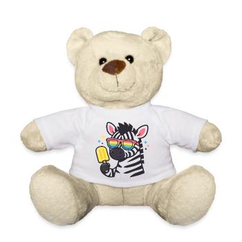 Zebra mit Regenbogenbrille und Eis - Teddy - Weiß - Vorne
