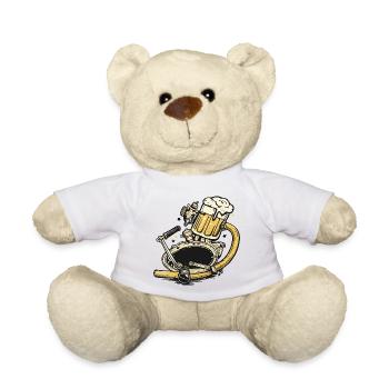 Steampunk Bierbrauerei Motiv Biertrinker Biker - Teddy - Weiß - Vorne