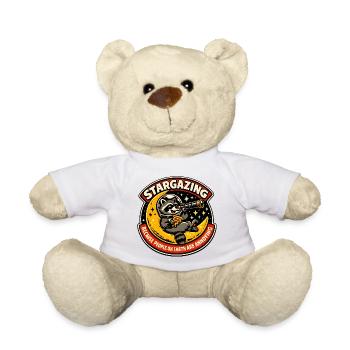 Un raton laveur dans le ciel étoilé avec une pizza - Nounours - blanc - Devant