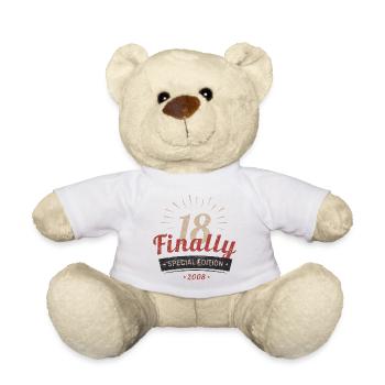 Finally 18 Geburtstagsshirt Jahrgang 2008 - Teddy - Weiß - Vorne