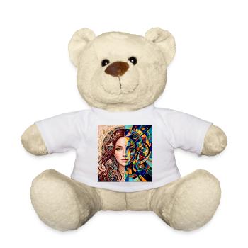 Nature Meets Geometry – Half-Portrait - Teddy Bear - white - Front