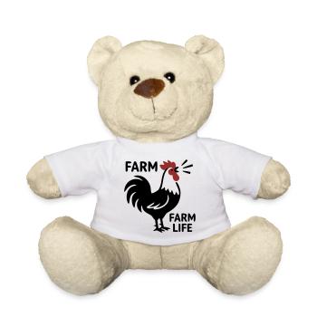 Logo de la Vie à la Ferme Rooster - Nounours - blanc - Devant