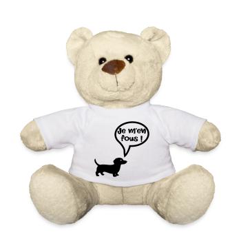 Chien - Je m'en fous - Nounours - blanc - Devant