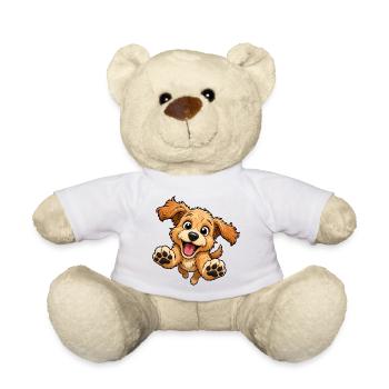 Un chien mignon saute vers - Nounours - blanc - Devant