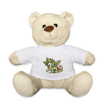 Regenbogen Mosaik-Einhorn - Teddy - Weiß - Vorne