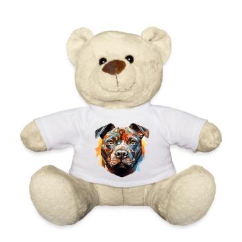 Colorful Polygonal Dog - 052 - Teddy Bear - white - Front