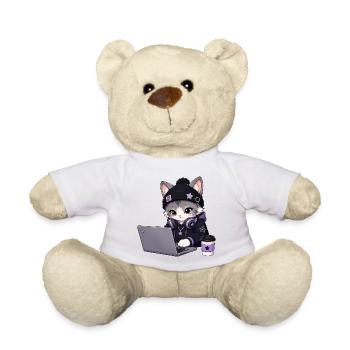 Lila und schwarze Coder-Katze - Teddy - Weiß - Vorne