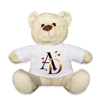 AD Goldmonogramm mit Rosen - Teddy - Weiß - Vorne