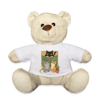 Retro Neugierige Lesekatze Graphic Book Lover Cat - Teddy - Weiß - Vorne