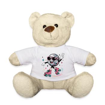 Disco Kugel auf Rollschuhen Retro Style - Teddy - Weiß - Vorne