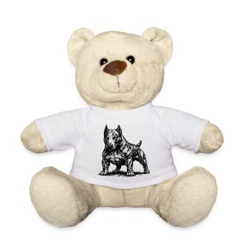 Muskulöser Bull Terrier im Comic Stil - Teddy - Weiß - Vorne