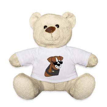 Ukraine dog with sunglasses - Ukrainian Flag - Teddy Bear - white - Front