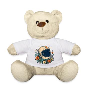 Cosmos Flowers Astronaut Helmet - Teddy Bear - white - Front
