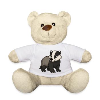 Cuddly Badger Mascot - Teddy Bear - white - Front