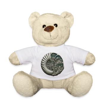 Ammonit-Fossil-Prähistorische Riff-Ausschnitt - Teddy - Weiß - Vorne