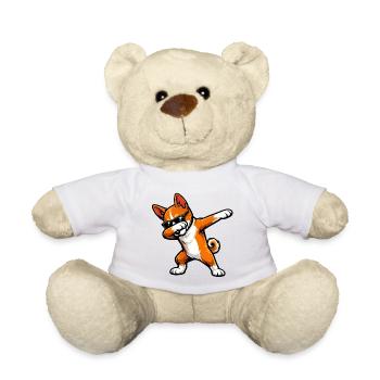 Dabbing Basenji in comic style - Teddy Bear - white - Front