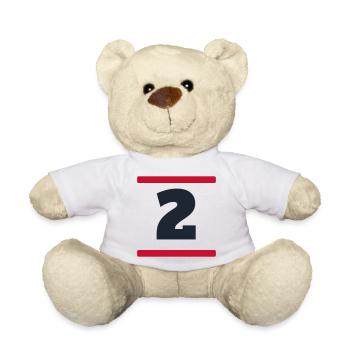 Number 2 - Sports Team Jersey Number Design - Teddy Bear - white - Front