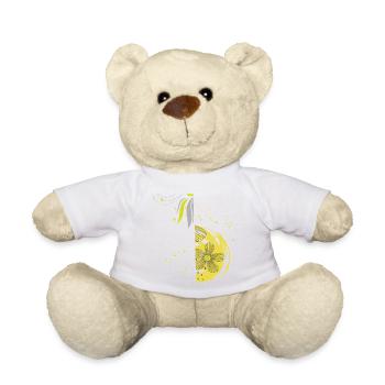 Ornement en spirale florale - Nounours - blanc - Devant