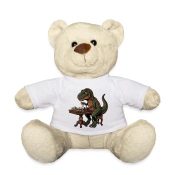 T-Rex plays chess - Teddy Bear - white - Front