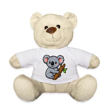 Pixel koala on a branch – retro forest motif - Teddy Bear - white - Front
