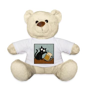 Chat de la bière, Amoureux de la bière, Boire de la bière, Chats - Nounours - blanc - Devant