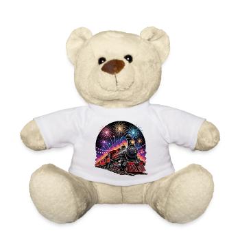 Steam Train Fireworks Night - Teddy Bear - white - Front