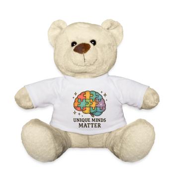 Colorful Brain Puzzle: Unique Minds - Teddy Bear - white - Front