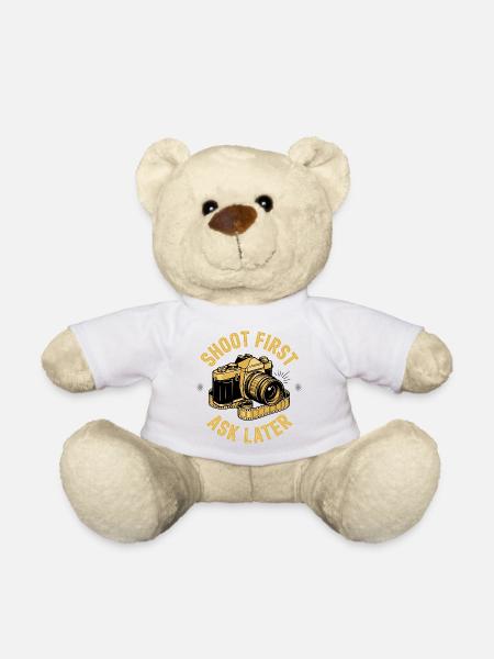 Shoot First Ask Later - Teddy Bear - white