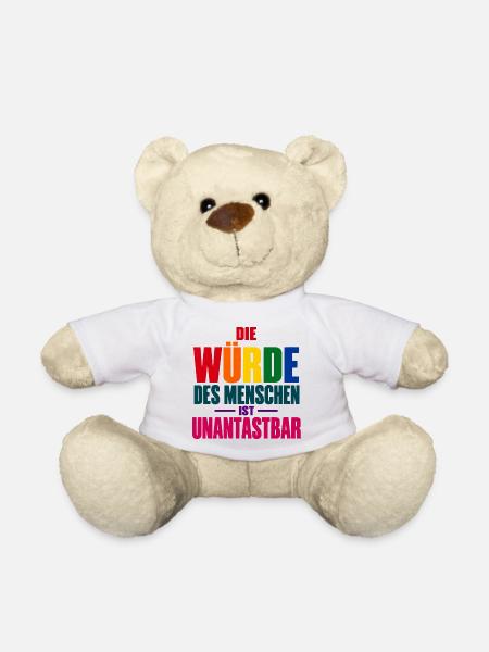 Die Würde des Menschen – Buntes Grundrechte-Motiv - Teddy - Weiß