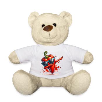 Bunte dabbende rote Paprika mit Sonnenbrille - Teddy - Weiß - Vorne