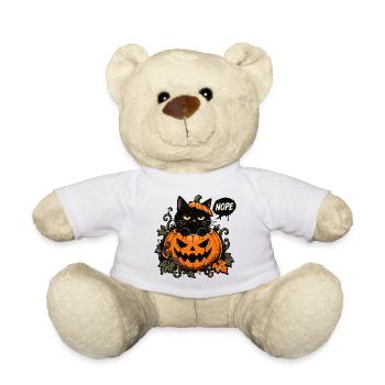 Halloween-Kater im Kürbis NOPE - Teddy - Weiß - Vorne