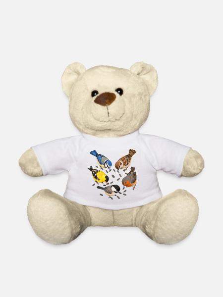 Gartenvögel mit Sonnenblumenkernen - Teddy - Weiß