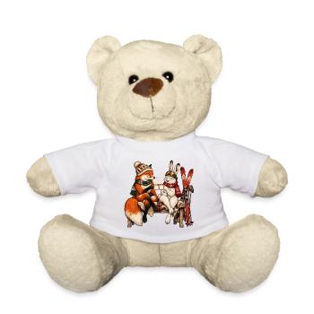 Rotfuchs & Schneehase beim Après-Ski - Teddy - Weiß - Vorne