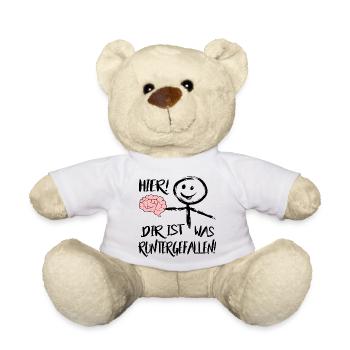 Gehirn Hier runtergefallen Männchen Sprüche  - Teddy - Weiß - Vorne