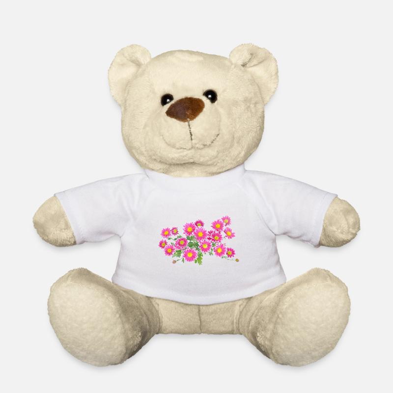 Blumen bunt Geschenk - Teddy - Weiß