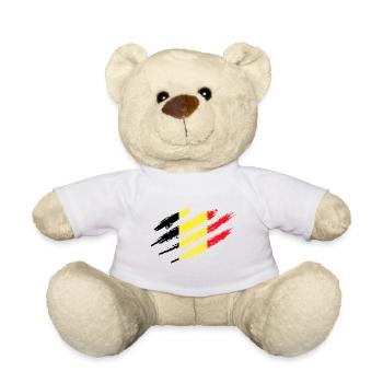 Belgien Flagge Kratzer Krallen Cut Kratzspuren - Teddy - Weiß - Vorne