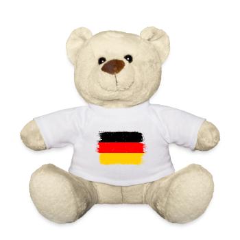 Deutschland Flagge Deutsche Fahne Used Look Heimat - Teddy - Weiß - Vorne