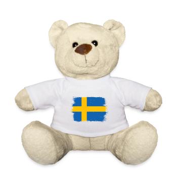 Suède Drapeau Scandinavie Drapeau suédois - Nounours - blanc - Devant