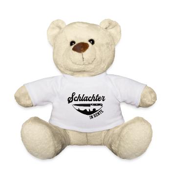 Schlachter in Rente Rentenbeginn Schlachterei Chef - Teddy - Weiß - Vorne