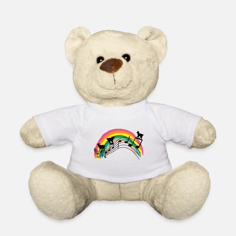 Goats, music notes and rainbows - Teddy Bear - white