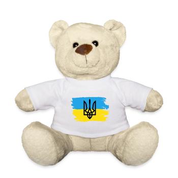 Trysub Flagge Geschenk Ukraine Ukrainisch Kiew - Teddy - Weiß - Vorne